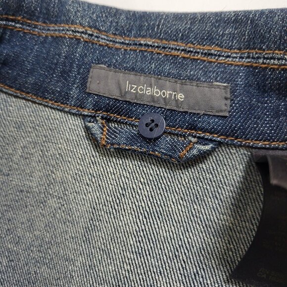 Liz Claiborne Jean Jacket Blue Collared  Denim Women's Medium Button - Picture 6 of 16